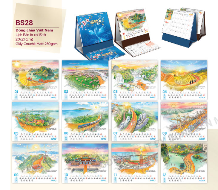 Lịch-Để-Bàn-BS28-Dòng-Chảy-Việt-Nam